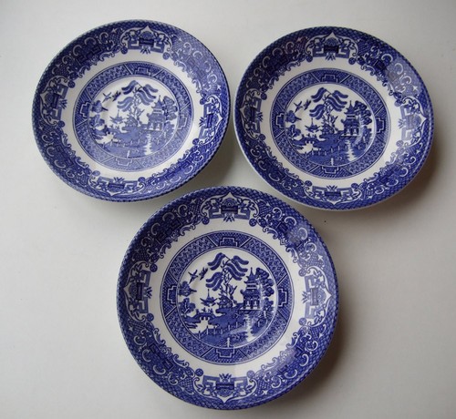 Vintage old willow saucers - vintage,