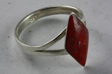 Coral Stone Ladies Ring Silver