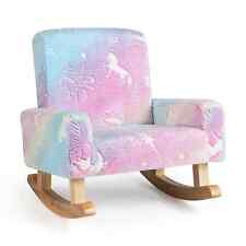 COSTWAY Kids Rocking Chair Upholstered Flannel Children Rocker-Purple