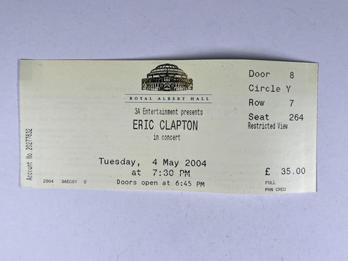 Eric clapton ticket - clapton,