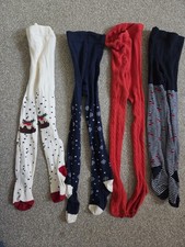 Girls Winter Tights Bundle X4 Christmas Designs Aged 4-5