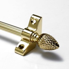 Polished Brass Stair Rods - 3/8" x 28.5" - Norfolk Reed - Pine Finial