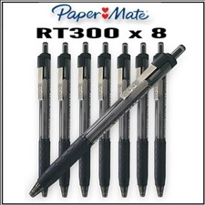 8 x paper Mate BLACK InkJoy 300RT Ballpoint Retractable pens 0.7