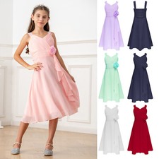 UK Flower Girl‘s Dress Chiffon Sleeveless Wedding Bridesmaid Party Ball Gown