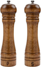 8" Oak Wood Salt & Pepper Grinders W/ Ceramic Core Kitchen Table Set of 2