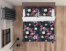 3D Tropical Exotic Flower Flamingo Pattern Quilt Cover Set Bedding Set Duvet Cov
