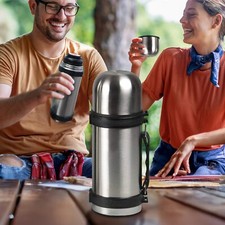 1.5L STAINLESS STEEL FLASK HOT COLD TEA DRINK THERMOS VACUUM BOTTLE HANDLE NEW