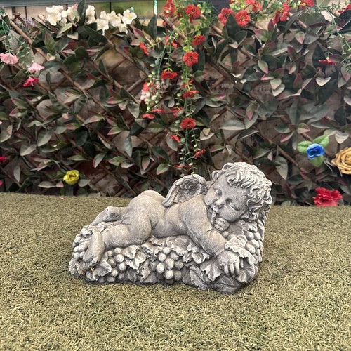 Stone angel cherub statue - stone,