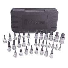 33pc Torx Star and Hex Allen Bit Socket Set 1/4" 3/8" 1/2" Drive T7-70 H2-19