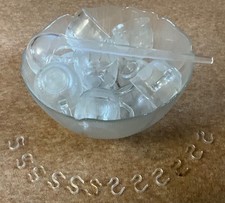 Solid Glass Punch Bowl with 12x Glasses, Glass Serving Ladel + 12x Cup Hooks