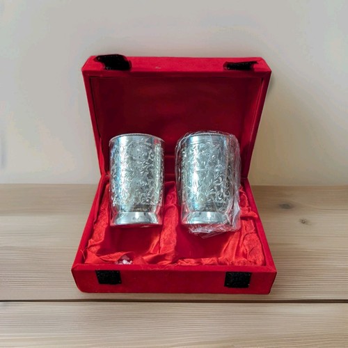 Vtg india silverplate tumblers - vtg,