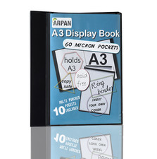 A3 Display Book presentation Portfolio Folder 4-D Ring Binder 10 Sleeves holder