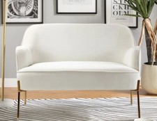 Velvet Loveseat, Ivory, 43