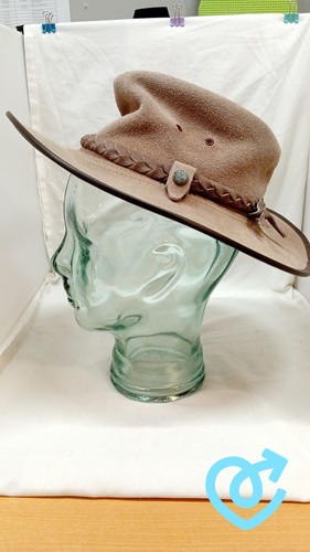 Suede leather wide brim - suede,