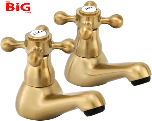 Gold bath taps pair - gold,