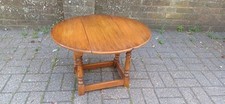 Vintage Solid Oak Gateleg Drop Leaf Occasional Table Coffee Swivel Top Stool