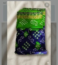 Bandhani Saree Orange and Blue