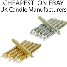 6 - 36 Gold or Silver DINNER CANDLES Bistro Home WEDDING PARTIES DECORATION
