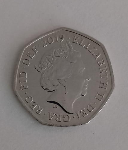 2019 50p coin - uk, showing