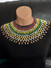 Zulu Glass Beaded Collar Necklace Multicoloured Handmade in KZN South Africa