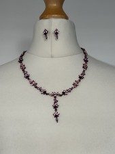 Vintage Virgin Vie Pink Stones Necklace & Earrings Set, New