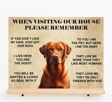 Funny Red Fox Labrador Dog metal wall sign House Rules kitchen dog lovers plaque