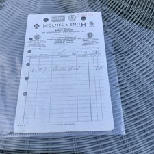 Rare 1956 Holmes & Smith Humber Hillman Sunbeam Car Dealer Receipt Essex Mancave