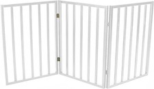 White Dog Safety Folding Wooden Pet Gate Portable Indoor Barrier