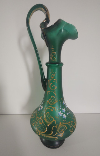 Antique green glass - green, jug