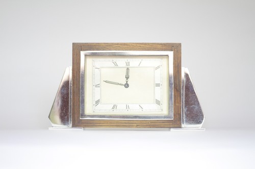 Art deco oak chrome mantel - chrome,