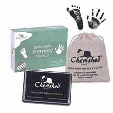 Cherished Baby Black Ink Handprint/Footprint Ink Pad Kit – 100% Baby Safe