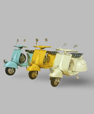 Metal Scooter Decorative Ornament 17cm x 11cm Three Colours Yellow Blue Cream