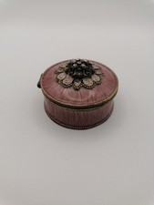 Pink Lidded Enamel Trinket Pot With Rhinestone Decoration
