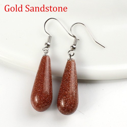 Gemstone water drop dangle - water,