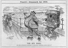 Original WW1 PUNCH Cartoon: the SPY PERIL of the SLOT MACHINE! Free UK Post 