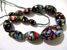 Antique Vintage Art Deco  Venetian Trade Glass Beads Graduated Partial Necklace