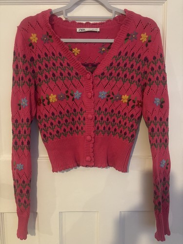 Zara floral embroidery knit - zara,