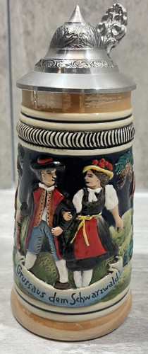 German beer lidded stein - lidded,