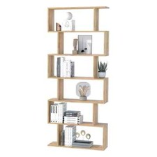 Tall Wooden Bookcase Display Storage Cabinet Modern Room Divider Shelving Unit