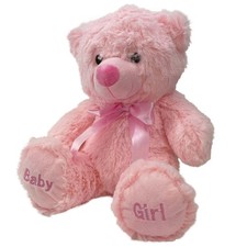 New Baby Bear Soft Toy - Baby Girl Pink Plush Toy - Pink 25 cm