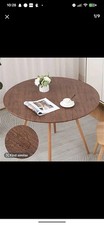 Round Vinyl Fitted Tablecloth Elastic Edge Table Cover with Flannel Backing