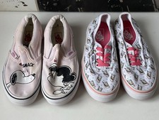 VANS Off The Wall Girls Pink Unicorn Peanut Snoopy Trainers 2 Pair Bundle UK 2
