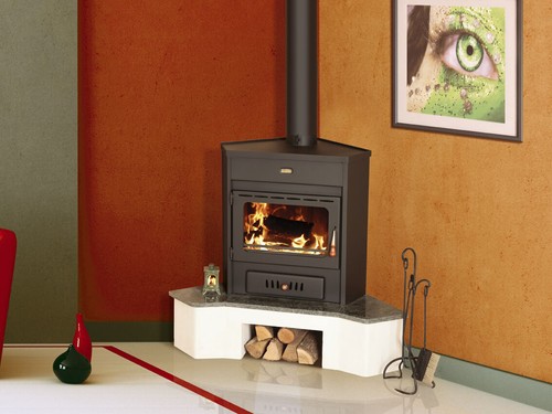 Wood burning stove corner - burning,