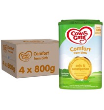Cow & Gate Comfort Baby Milk Powder Formula, from Birth, 800 g (Pack of 4)