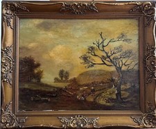 Antique oil painting on wood