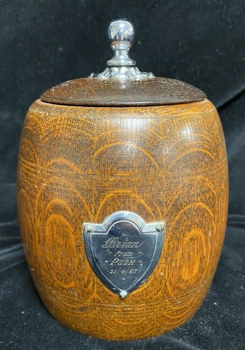 Oak tobacco jar 15cm - oak, lined