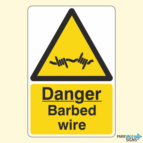 Danger barbed wire sign - barbed,