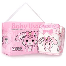LittleForBig Adult Printed Diaper 10 Pieces - Baby Usagi (Medium 71-96 cm)