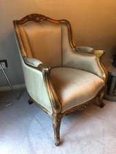 French Louis XV Style Gold Gilt Accent Chair with Silk upholstery  RRP  £700+