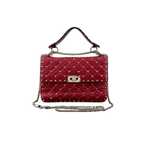 Valentino red leather rockstud - red,